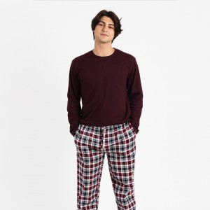 Pigiama uomo flanella Bernardo bordeaux