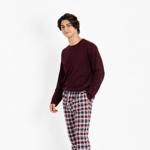 Pigiama uomo flanella Bernardo bordeaux 2