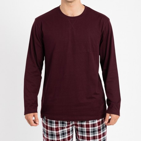 Pigiama uomo flanella Bernardo bordeaux