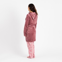 Vestaglia velluto corallo con cappuccio Devore malva-rosa bata-devore-mujer