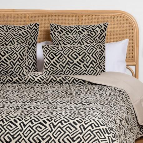 Copriletto jacquard ciniglia Arzai beige - nero 120gr