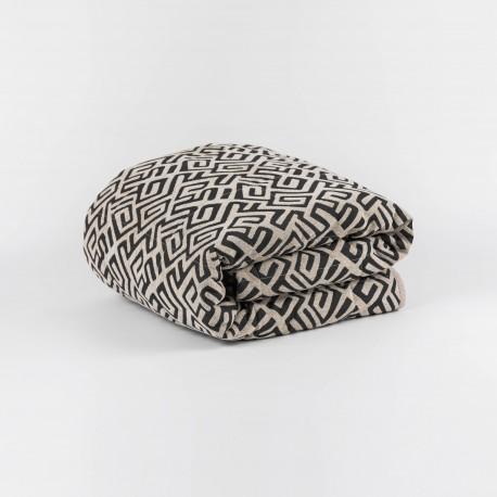 Copriletto jacquard ciniglia Arzai beige - nero 120gr