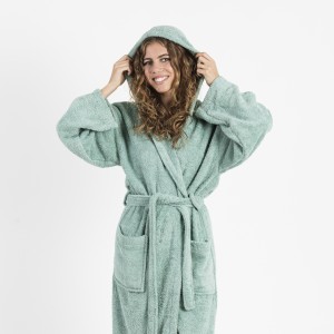 Accappatoio con cappuccio verde tiffany 450gr unisex 2