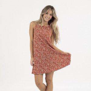 Vestito corto con spalline crêpe Allende rame
