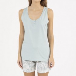 Pigiama corto canotta con bottoni cotone Ninfa verde menta Pigiama corto canotta con bottoni cotone Ninfa verde menta