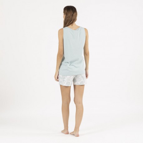 Pigiama corto canotta con bottoni cotone Ninfa verde menta