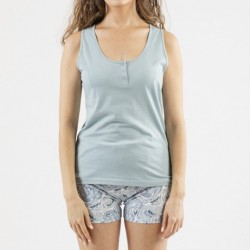 Pigiama corto canotta con bottoni cotone Venice azzurro Pigiama corto canotta con bottoni cotone Venice azzurro