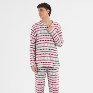 Pigiama pile coral uomo Filipo rosso 2