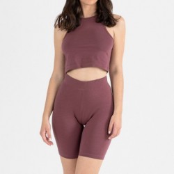 Set sportivo culotte donna melanzana Set sportivo culotte donna melanzana