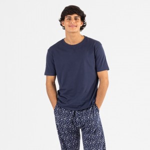 Pigiama lungo manica corta uomo cotone Yelco blu navy