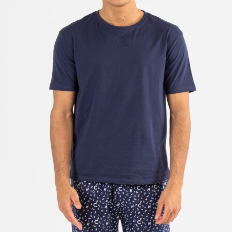 Pigiama lungo manica corta uomo cotone Yelco blu navy