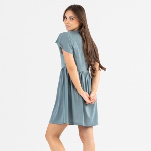 Vestito manica corta verde acqua 2