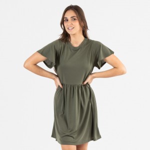Vestito manica corta verde militare 2