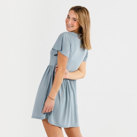 Vestito manica corta indaco