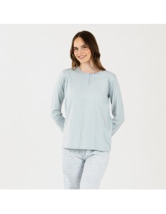 Pigiama lungo cotone Angelica celeste