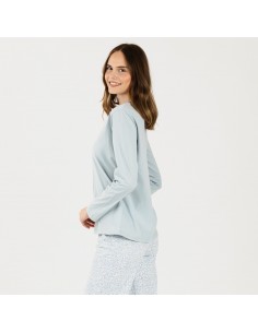 Pigiama lungo cotone Angelica celeste 2