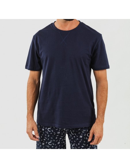 Pigiama corto cotone uomo Yelco blu navy pijama-corto-algodon