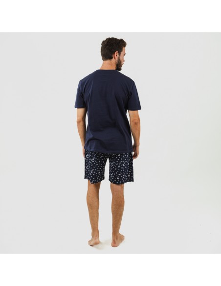 Pigiama corto cotone uomo Yelco blu navy pijama-corto-algodon