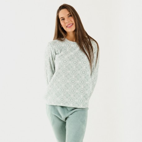 Pigiama pile corallo Capri verde tiffany pigiami-inverno-donna