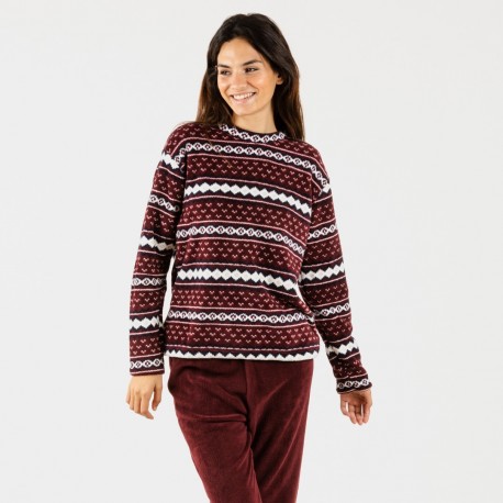 Pigiama pile corallo Cronos bordeaux pigiami-inverno-donna