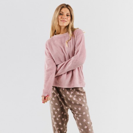 Pigiama pile coral Ellen malva rosa pigiami-inverno-donna