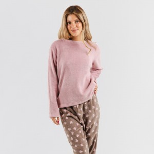 Pigiama pile coral Ellen malva rosa 2