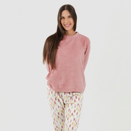 Pigiama pile coral Manchitas malva rosa pigiami-inverno-donna