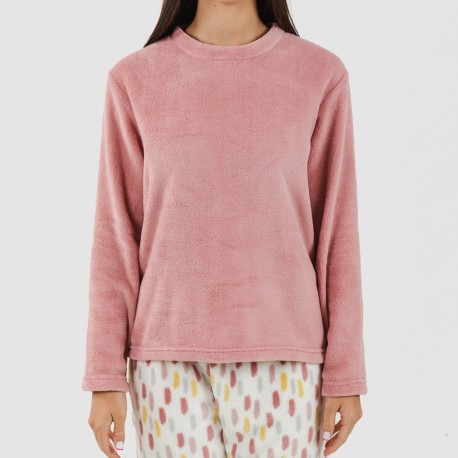 Pigiama pile coral Manchitas malva rosa