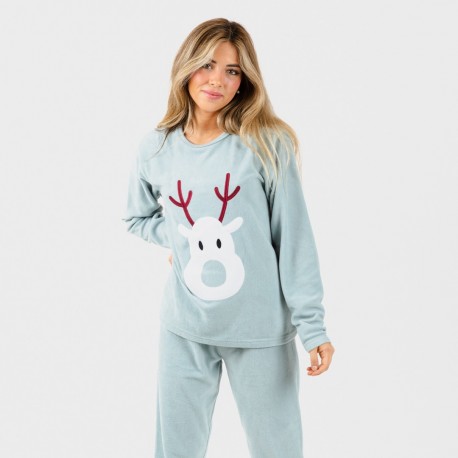 Pigiama pile polare Rudolf verde tiffany pigiami-inverno-donna