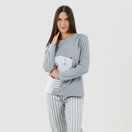 Pigiama pile polare Oso polar grigio marengo pigiami-inverno-donna