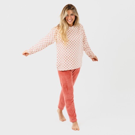 Pigiama pile coral Penelope marsala
