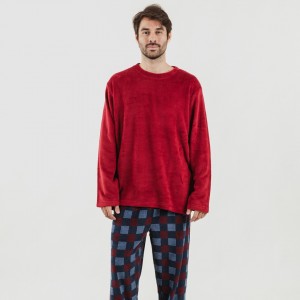 Pigiama pile coral uomo Blas bordeaux