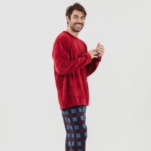 Pigiama pile coral uomo Blas bordeaux 2