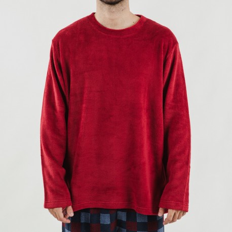 Pigiama pile coral uomo Blas bordeaux