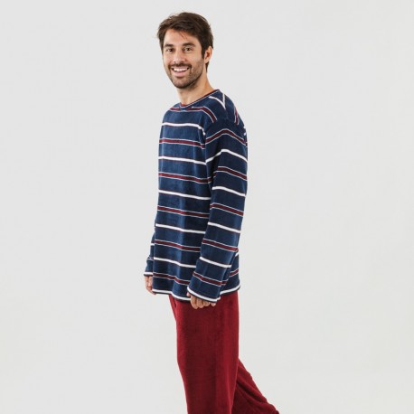 Pigiama pile coral uomo Lucio bordeaux