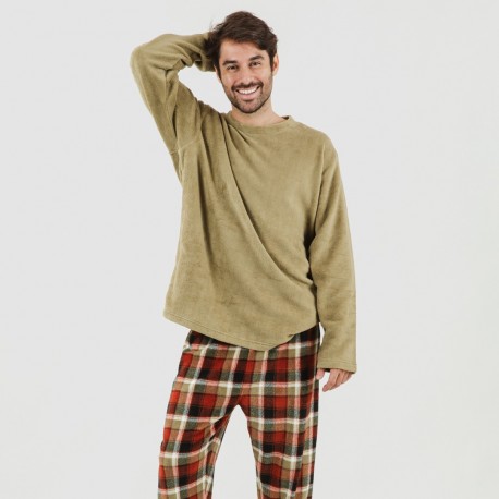 Pigiama pile coral uomo Lucho verde pijama-coralina