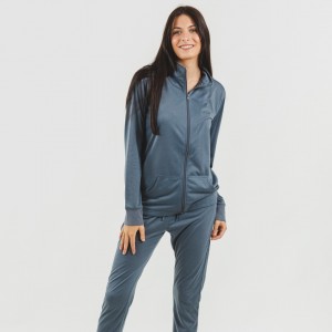 Set sportivo donna felpa con zip indaco 2