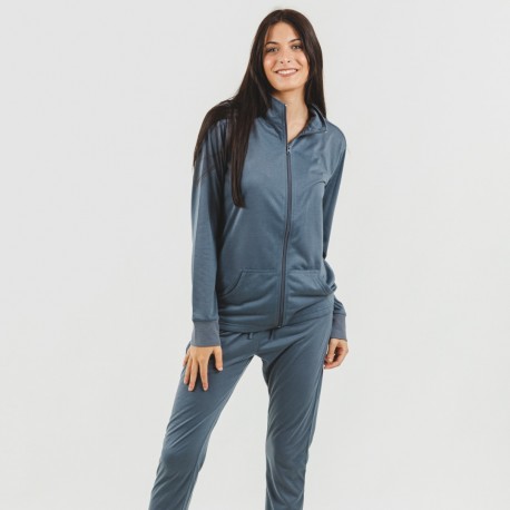 Set sportivo donna felpa con zip indaco Taglia per pigiami accappatoi e abbigliamento L