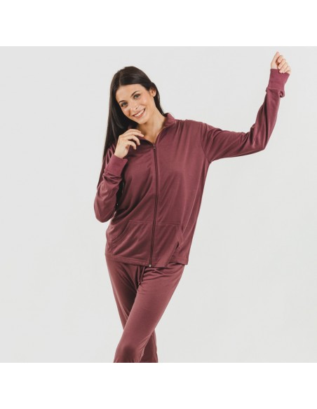 Set sportivo donna felpa con zip melanzana Set sportivo donna felpa con zip melanzana