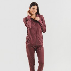 Set sportivo donna felpa con zip melanzana 2