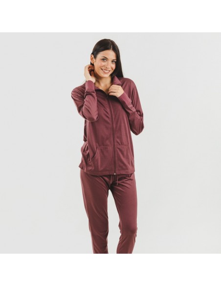 Set sportivo donna felpa con zip melanzana Set sportivo donna felpa con zip melanzana