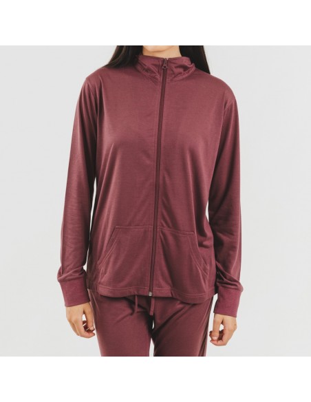 Set sportivo donna felpa con zip melanzana Set sportivo donna felpa con zip melanzana