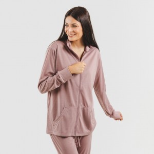 Set sportivo donna felpa con zip malva