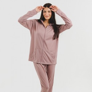 Set sportivo donna felpa con zip malva 2