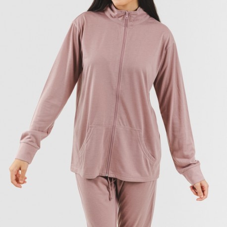 Set sportivo donna felpa con zip malva