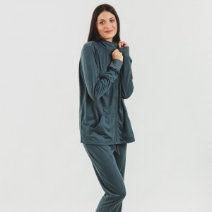 Set sportivo donna felpa con zip turchese