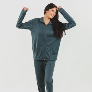 Set sportivo donna felpa con zip turchese 2