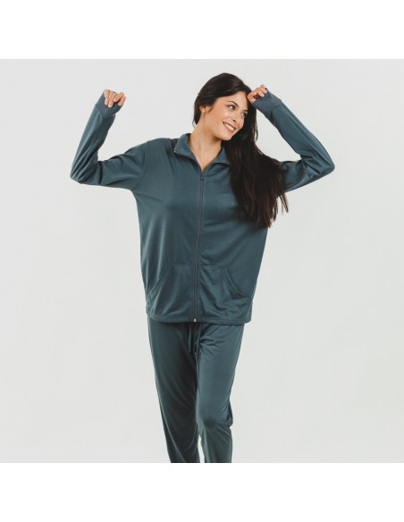 Set sportivo donna felpa con zip turchese Set sportivo donna felpa con zip turchese