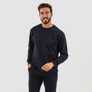 Set sportivo lungo uomo in cotone blu navy
