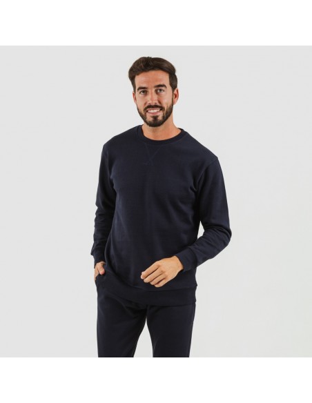 Set sportivo lungo uomo in cotone blu navy